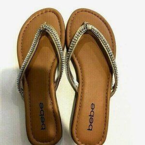 NEW brown rhinestone flip flog sandal stud, size 6